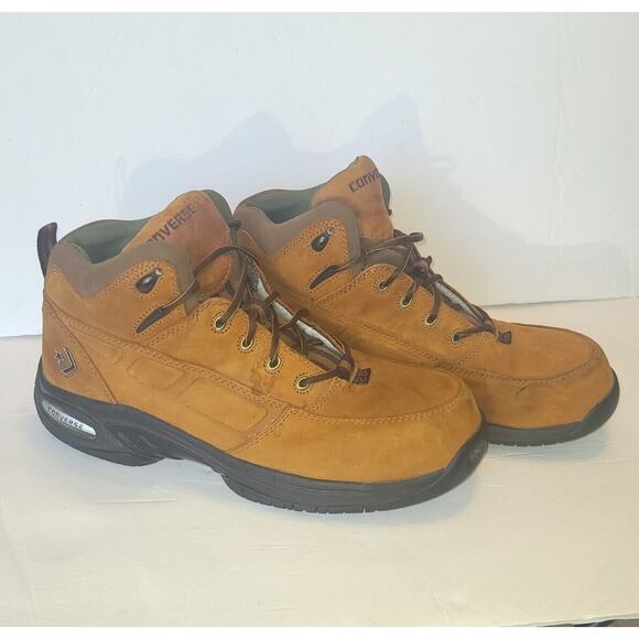 Converse Mens ASTM F2413-05 Leather Steel Toe Brown Work Boots size 14 - Picture 4 of 12